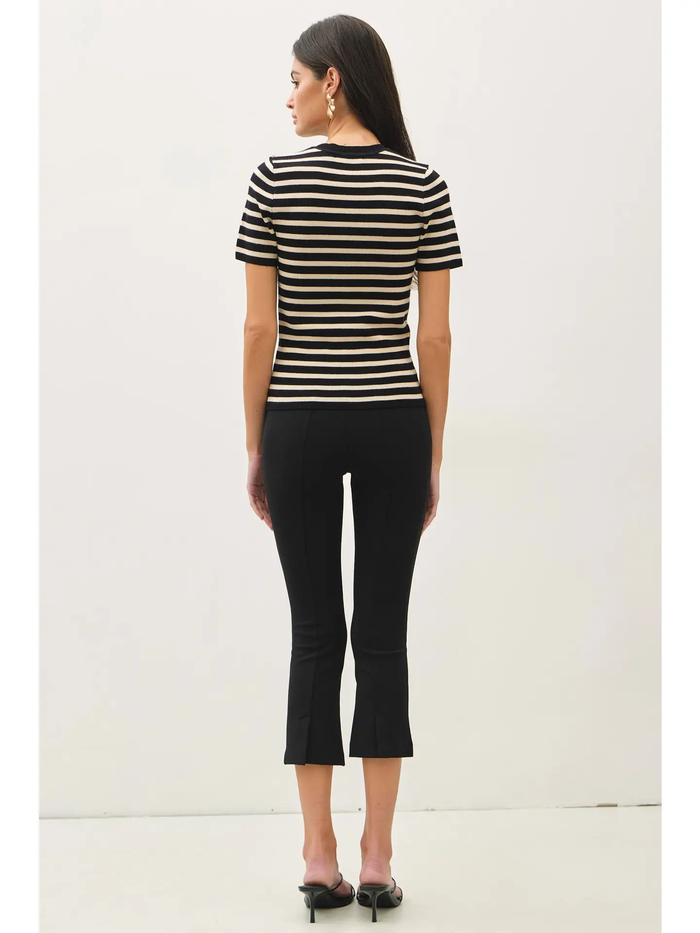 Sweet Striped Short Sleeved Sweater