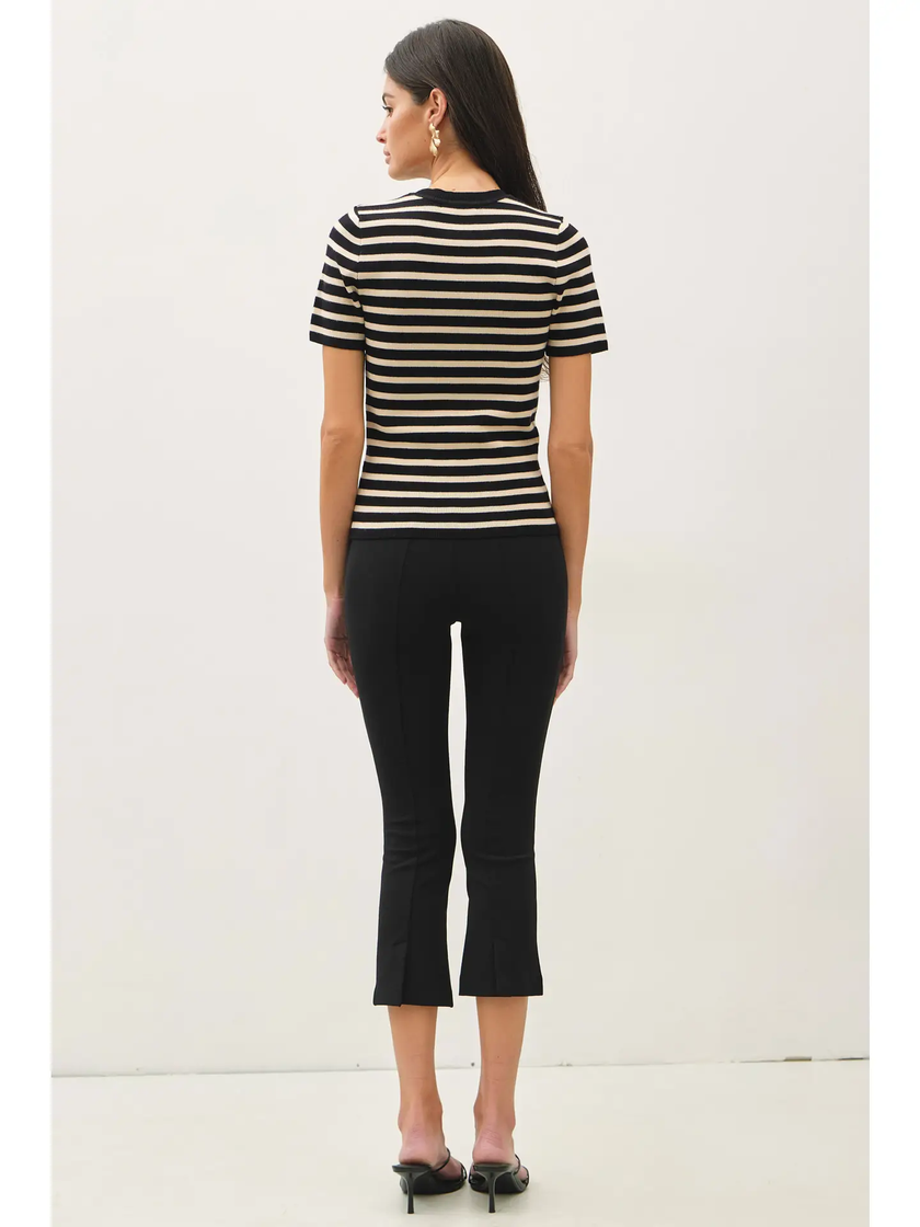 Sweet Striped Short Sleeved Sweater
