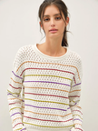 Multicolored Stripes Crochet Sweater