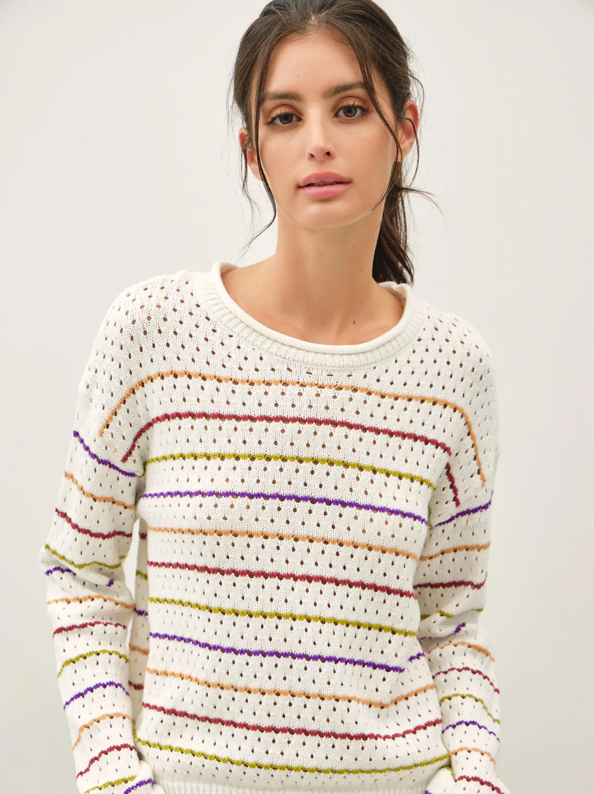 Multicolored Stripes Crochet Sweater