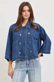Flowy cropped jacket, dark-front