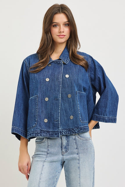 Flowy cropped jacket, dark-front