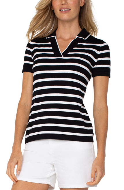Short Sleeve Collared Sweater