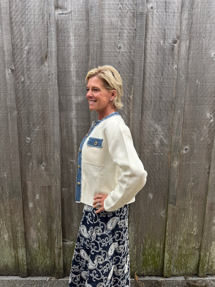 LS Jacket with Denim Detail Pockets
