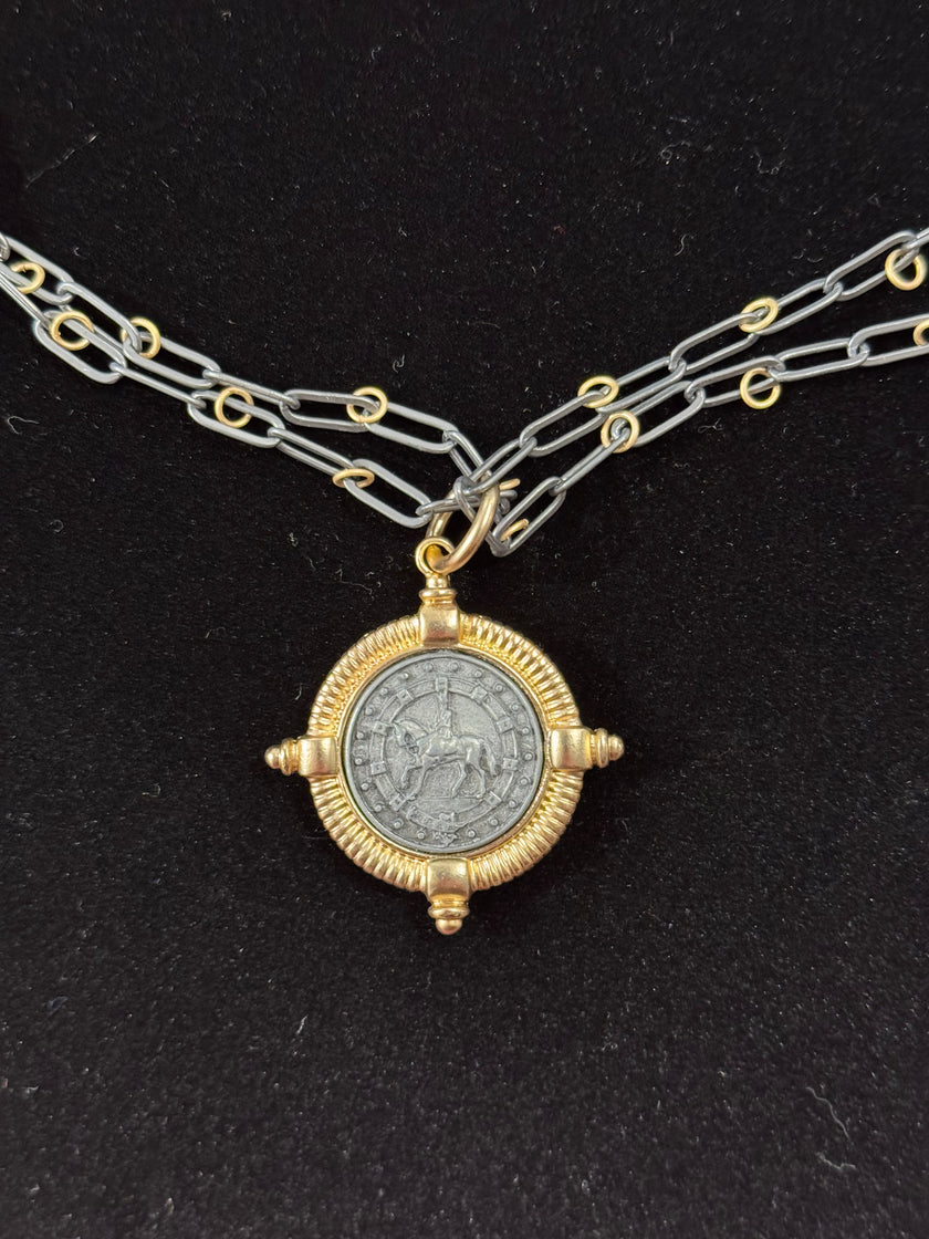 Gunmetal Gold Coin and Chain NW-24-20