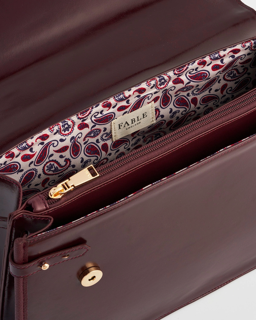 Ruby Cherry Red Structured Medium Tote inside