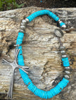 African bone beads Maki beads/Silver Cross