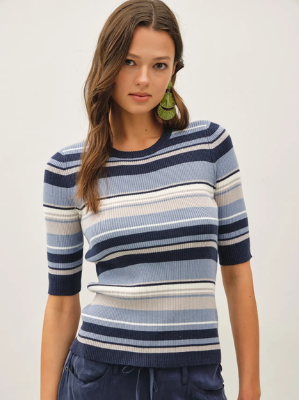 The Annie Striped Ribbed Top