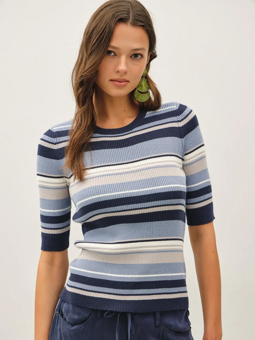 The Annie Striped Ribbed Top