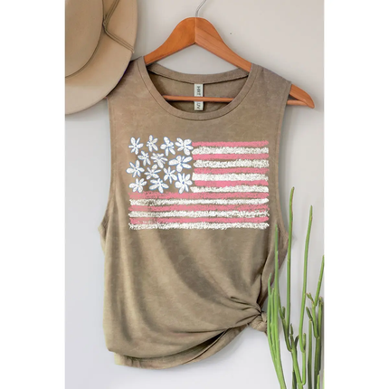 American Flag Mineral Graphic Tank Top mineral taupe