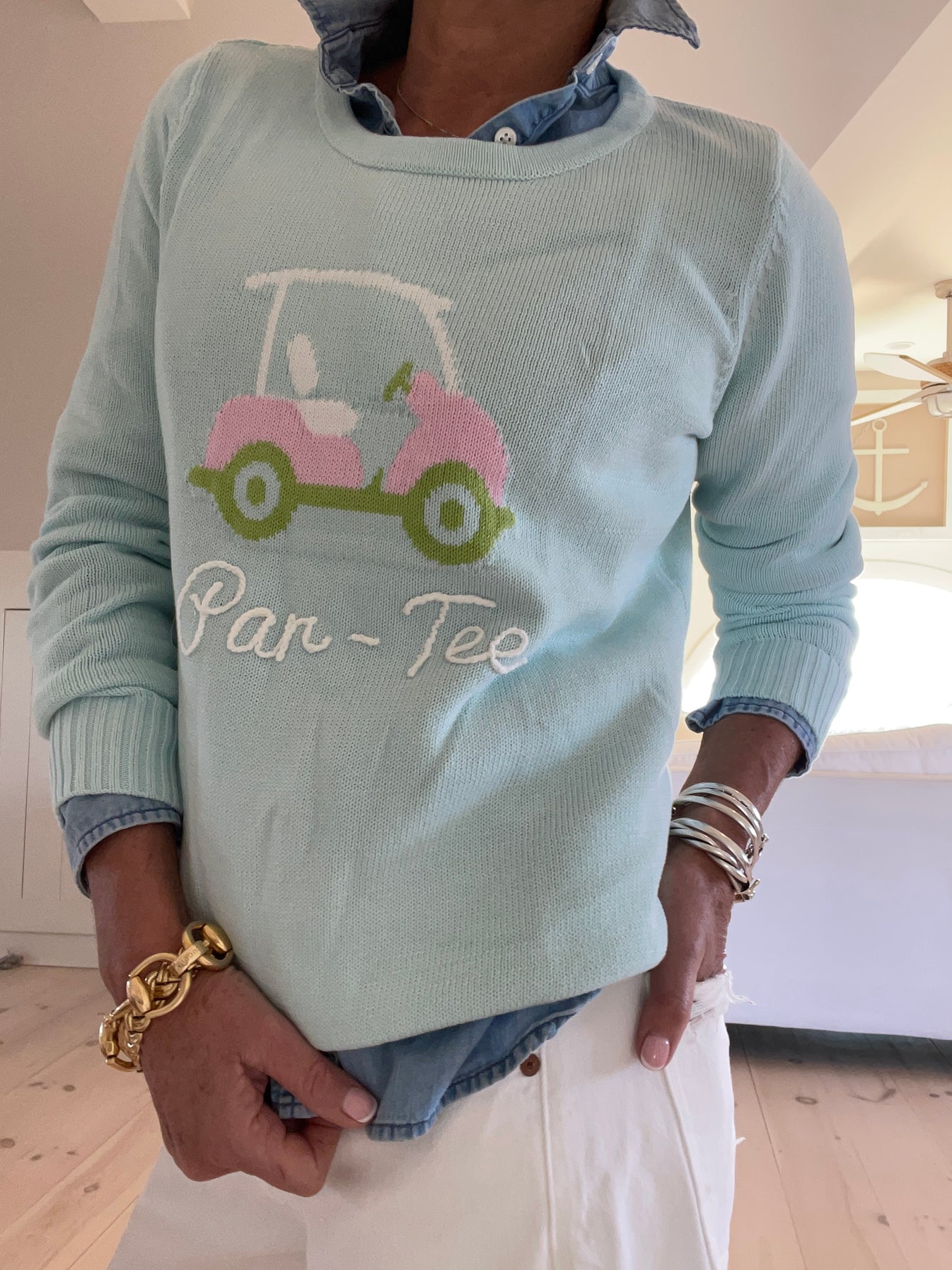 Crew Neck Sweater Par Golf Cart