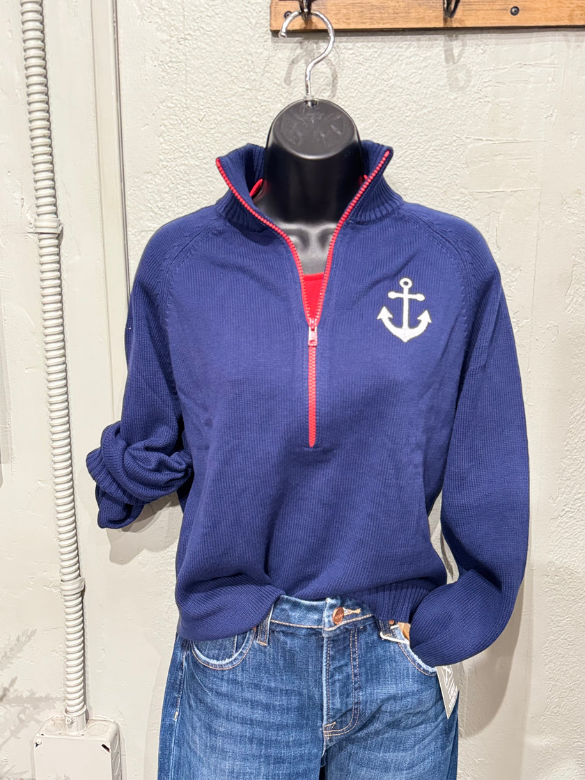 Nautical Pinch Me Zip Up Sweater