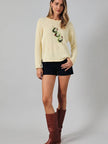 Round Neck LS Olive Graphic Sweater