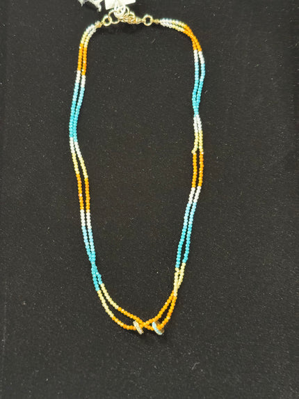 Multi Color Beaded Necklace with Gold Disks nw 26 51