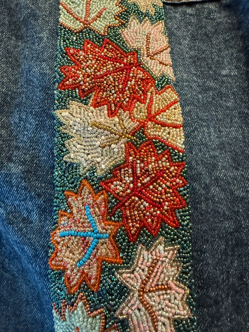 Fall Leaves Stripe jacket beading detail