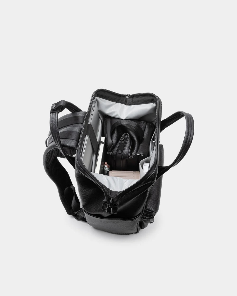 Cascade Backpack Compact Black Leatherlite