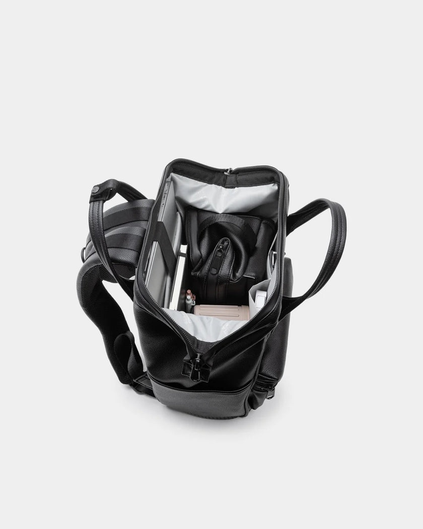Cascade Backpack Compact Black Leatherlite