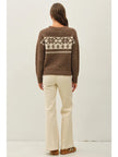 Hattie Floral Fair Isle Sweater, brown-back