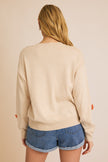 Round Neck Long Sleeve Floral Trim Sweater back