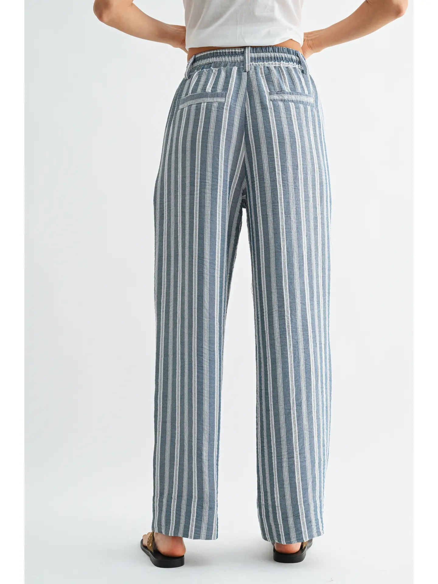 Striped Wide Leg Drawstring Pants