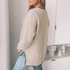 Solid Color Versatile Split-End Pullover Sweater