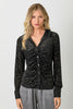 Burnout Velvet Gathered Fitted Top Black Front