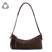 Valeria Recycled Vegan Suede Shoulder Bag, chocolate-front