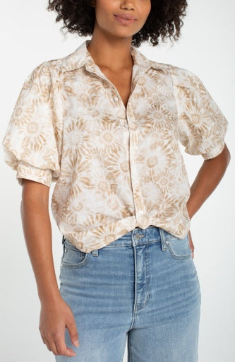 tan wht floral