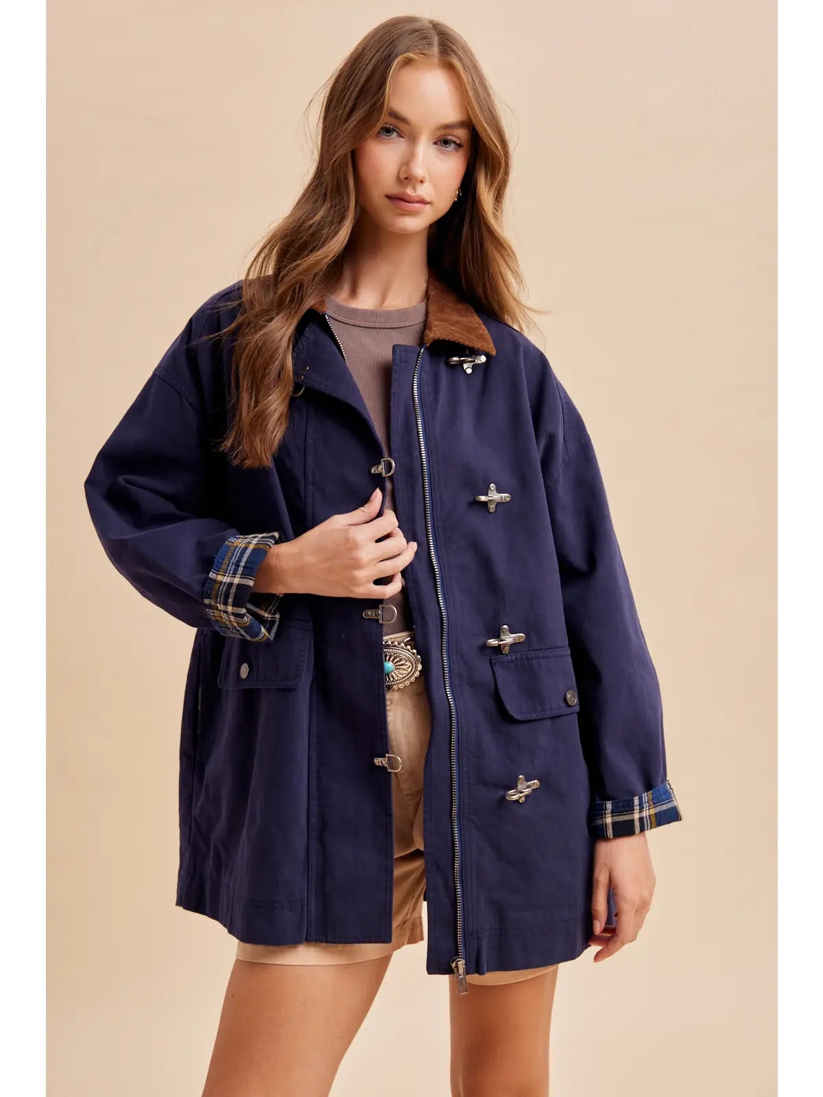 Linda Metal Clasp Barn Jacket