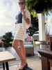 Modal Poly Span Stripe Quarter Zip Mock Neck Pullover