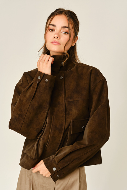 Vintage Vegan Leather Bomber Jacket