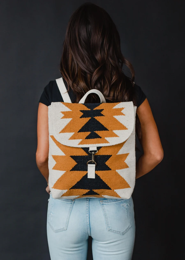 Cream, Camel & Black Aztec Backpack front