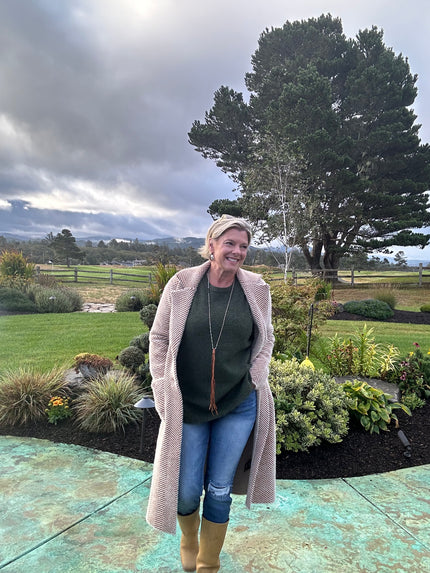 Holly Cozy Cord Mid Length Coat beige front