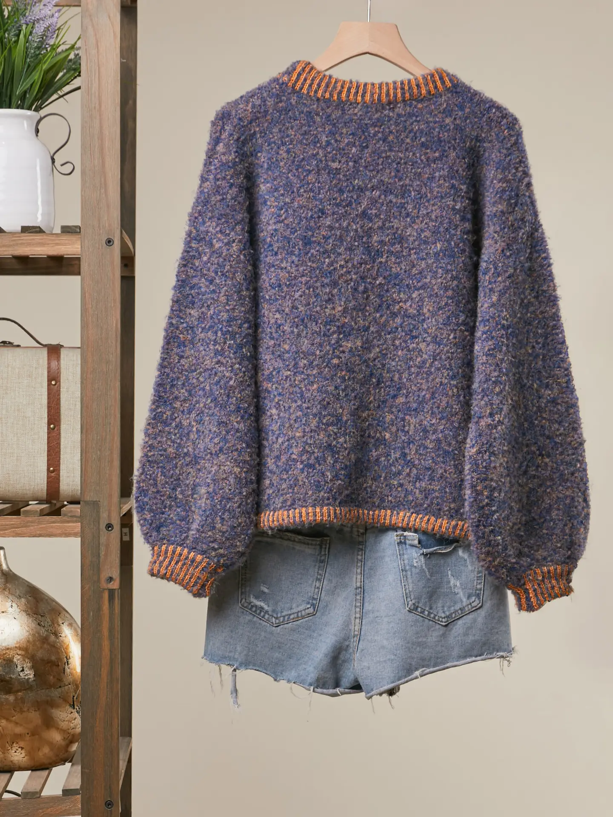 Rodeo Embroidered Fuzzy Knit Cardigan - Blue Multi