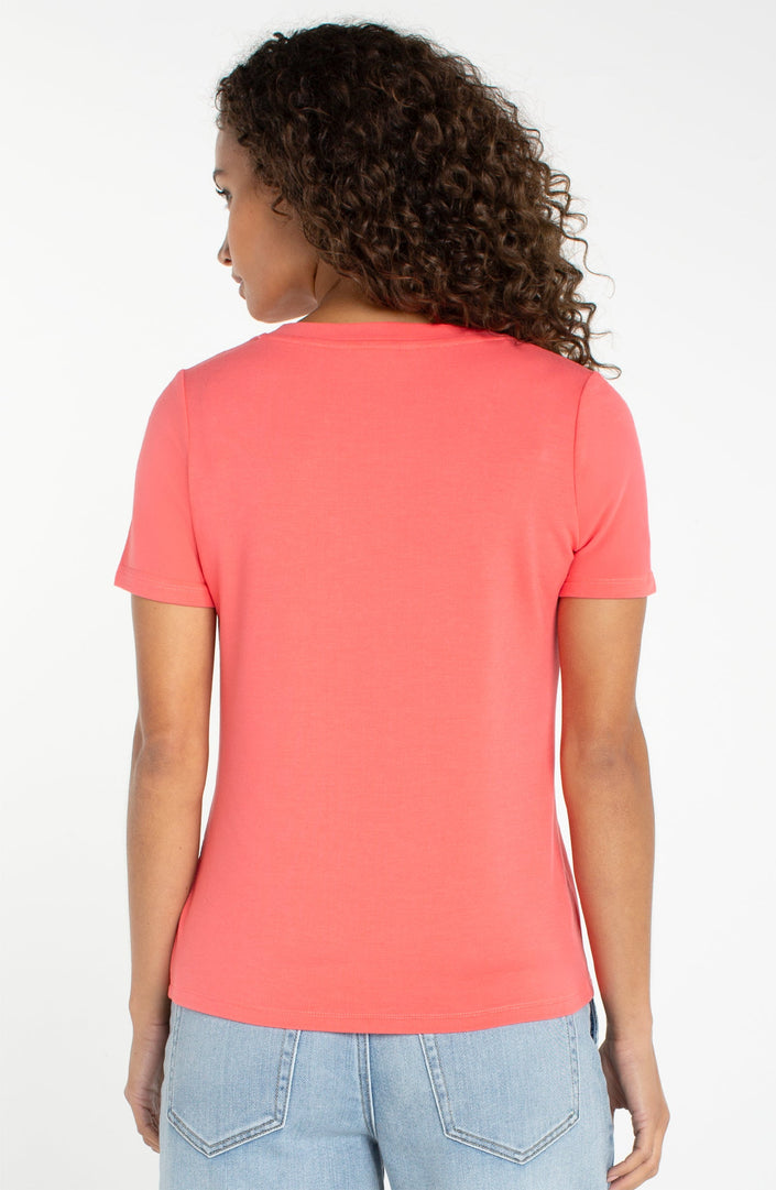 Short Sleeve V-Neck Knit Tee