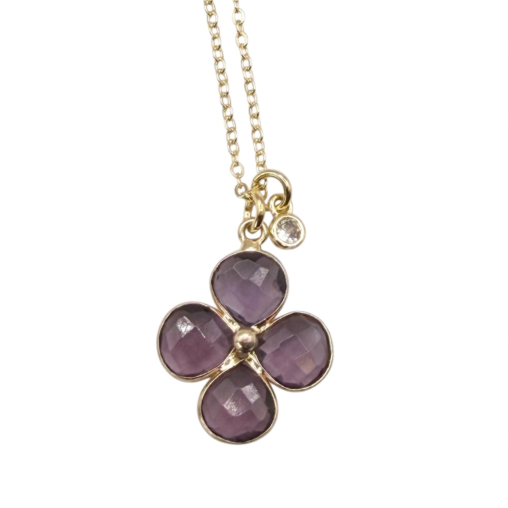 Genuine Gemstone Clover Flower Amethyst