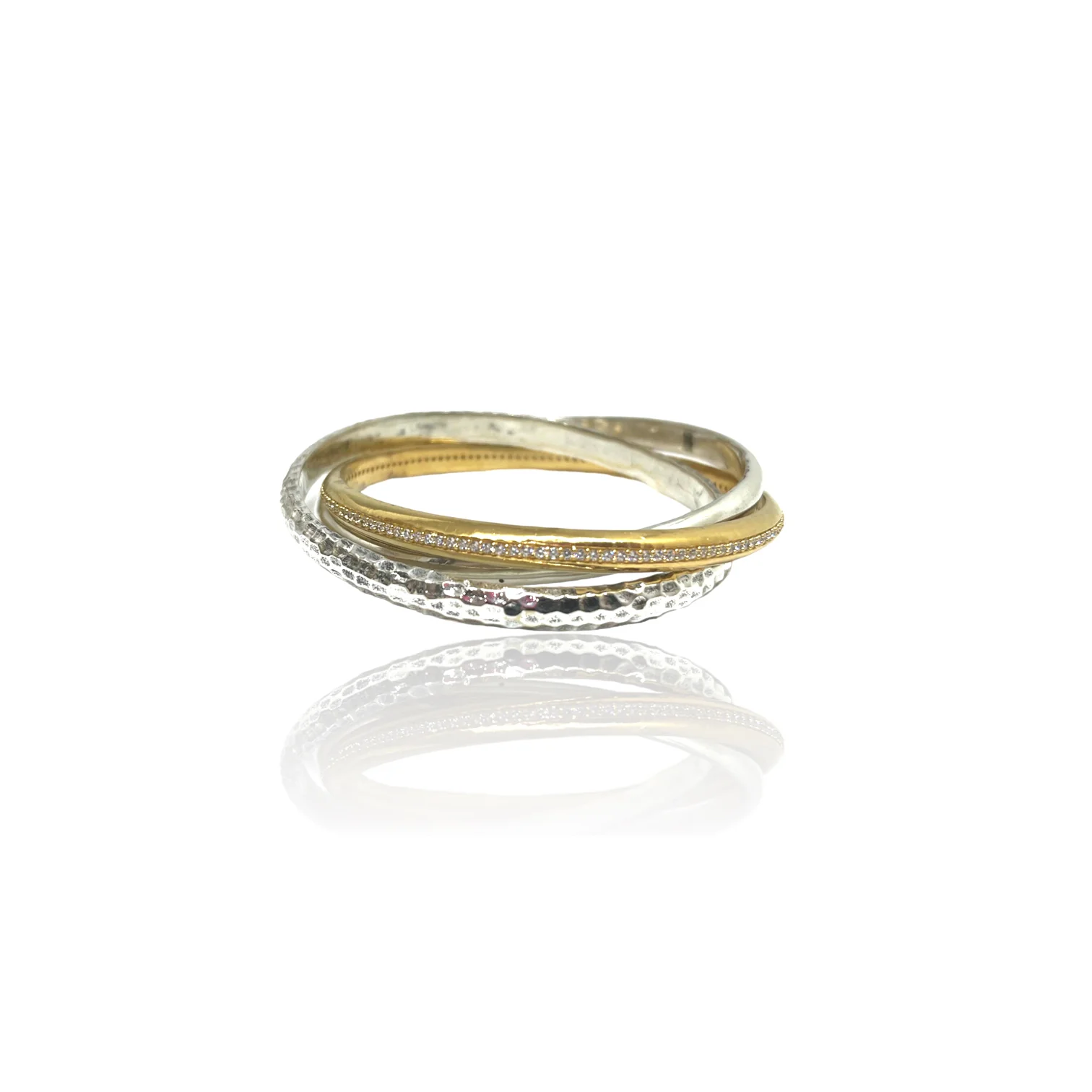 R107-GLD/SS/VS-CLR Mixed Metal Trinity Ring