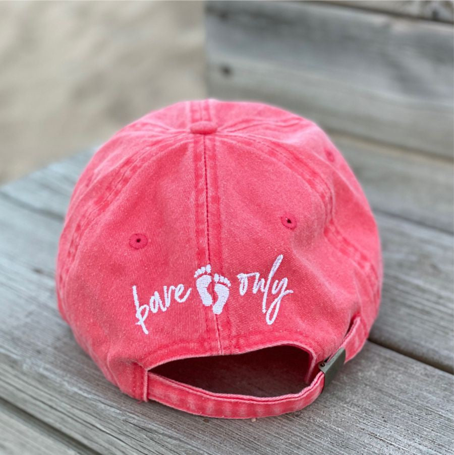 Bare Feet Only Coral Pigment Dyed Baseball Hat Coral back