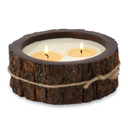 Himalayan Tree Bark Pot Candle | Medium 26oz lit Ginger Patchouli