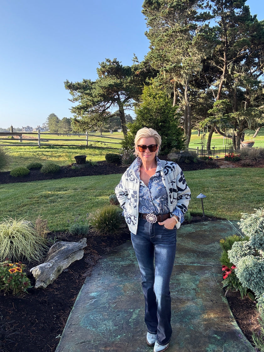 Fun Pattern Zip Cardigan front