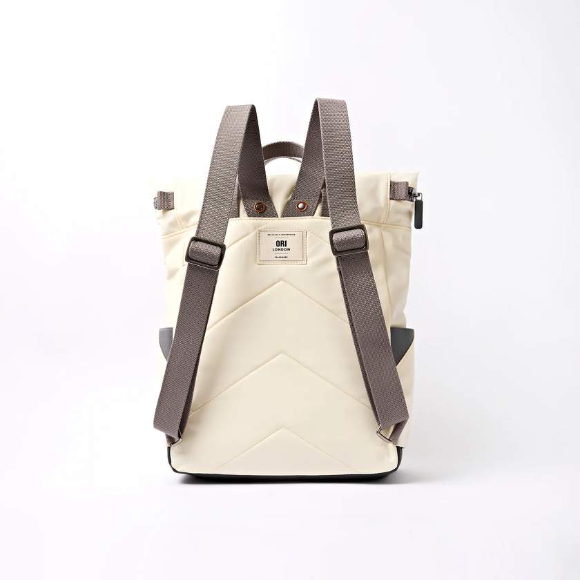 Ori London Canfield B (Seasonal) Medium Bag |off white & gray straps-back