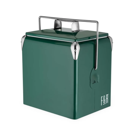 Vintage Metal Cooler with Bottle Opener - Dark Green 