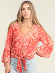 Birdy VNeck LS Top Q A Tie Waist, red-front