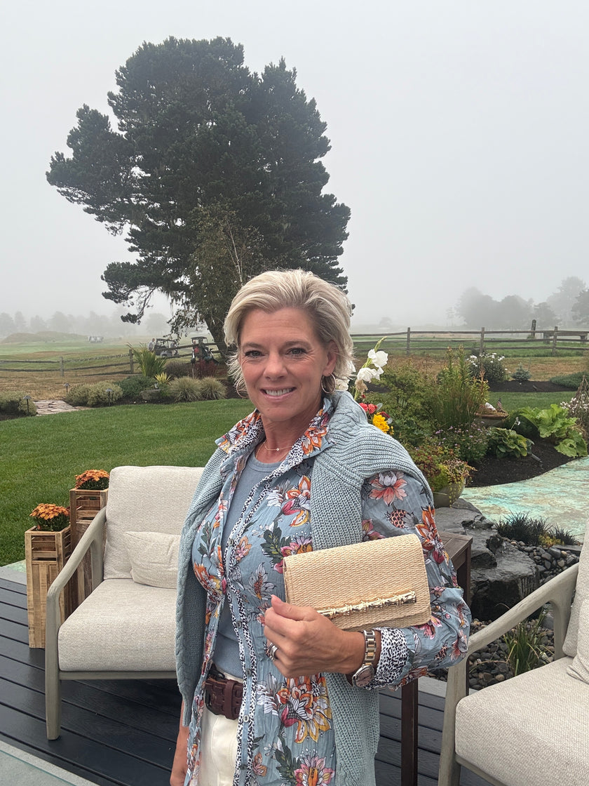 Ruby Straw Clutch - Gold Charm Bamboo Bar