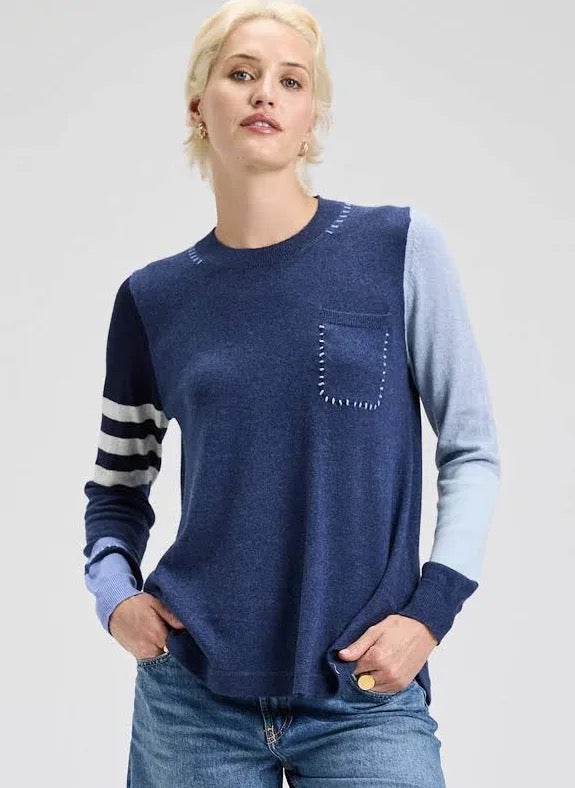 Spliced Sweater blue mix front
