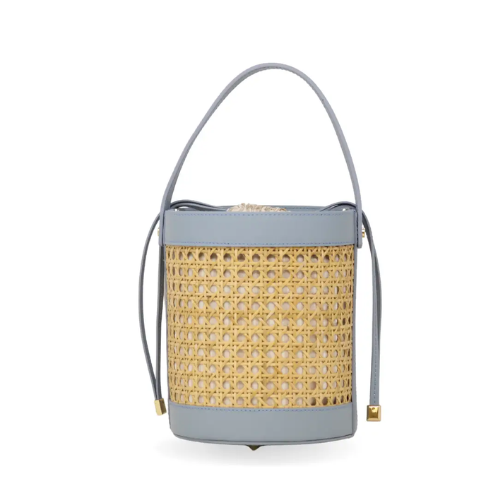 Genuine Italian Leather Bucket Bag, light blue