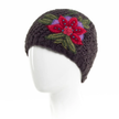 Naomi Wool Hand Knit Beanie Hat with Embroidery Charcoal