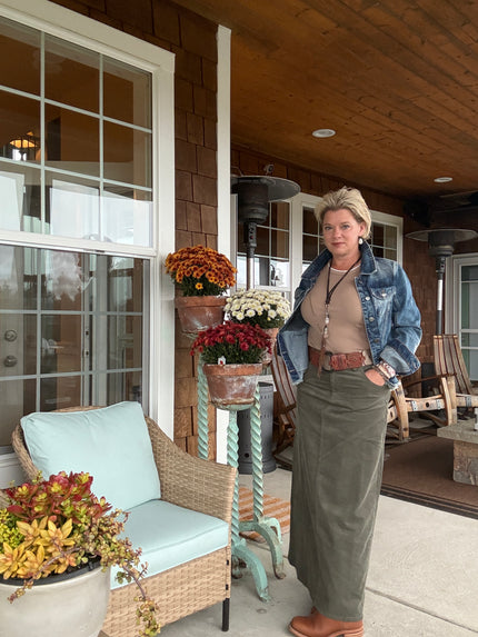 FINAL SALE | Caitlin Pieced Corduroy Maxi Skirt |