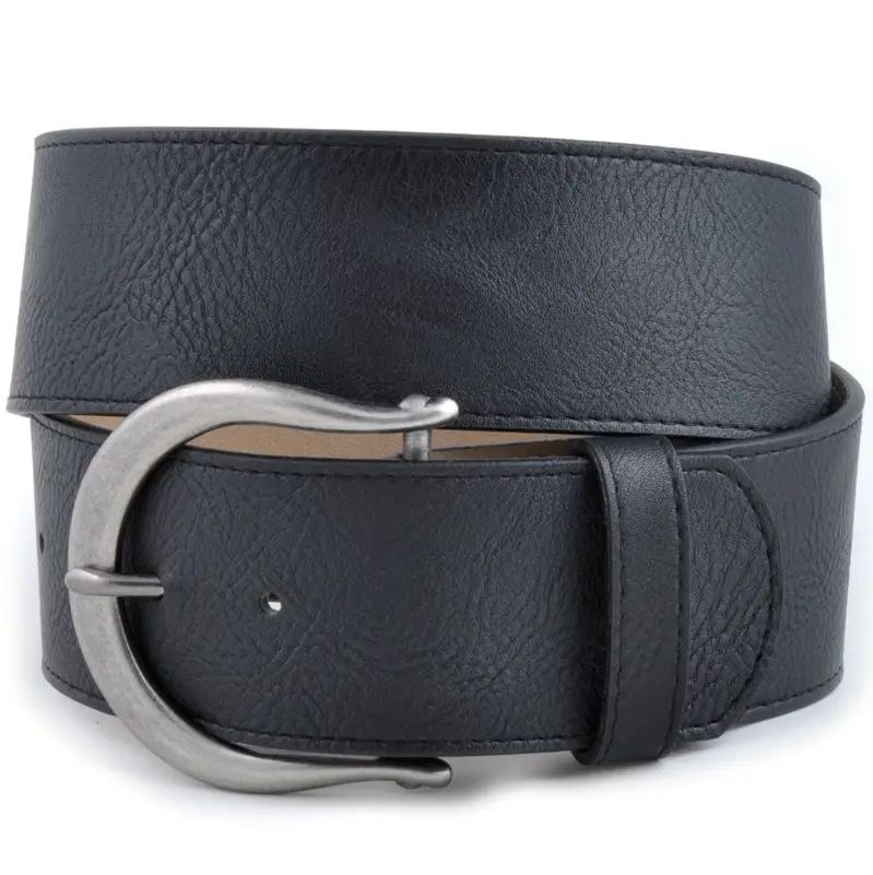 Wide Width Belt with Horseshoe Shape Buckle