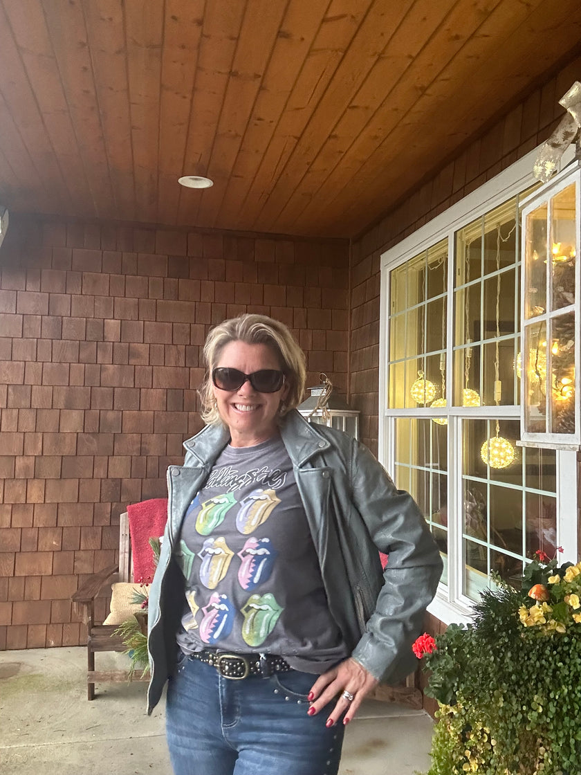 Recycled Karma The Rolling Stones Burn Out Tee | Steel Grey styled